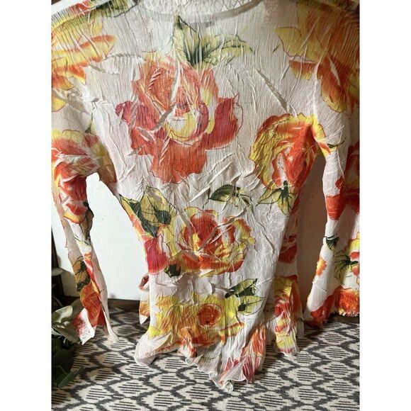 Vintage Y2K Cache Wrap Bell Sleeve Floral Lace Long Sleeve Fairy Core Top XS - Picture 8 of 8